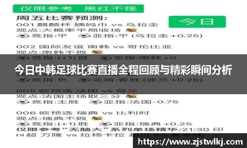 今日中韩足球比赛直播全程回顾与精彩瞬间分析